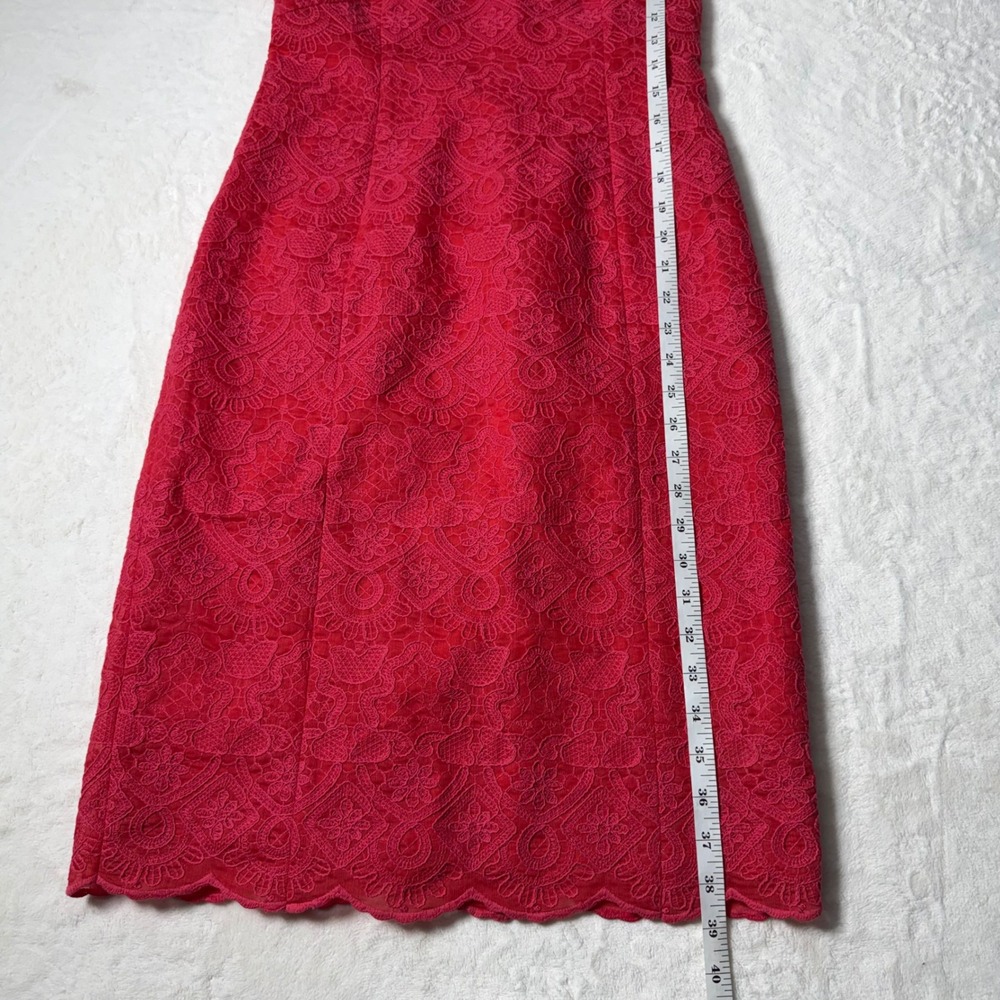 Tory Burch Dark Pink Cameron Floral Embroidered Sheath Dress Size 4 - Picture 3 of 8
